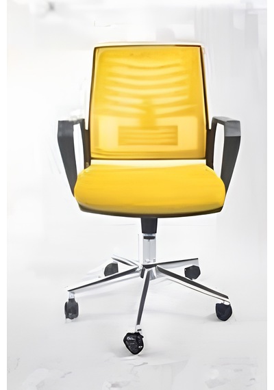 Ergonomik Ofis Sandalyesi Ayarlanabilir Yükseklik Döner Koltuk Rahat Çalışma Koltuğu Sarı