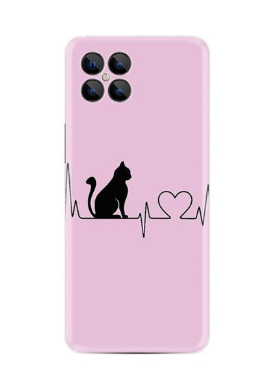 Omix X600 Kılıf Resimli Desenli Baskılı Silikon Kılıf Pink Cat Heart 1303