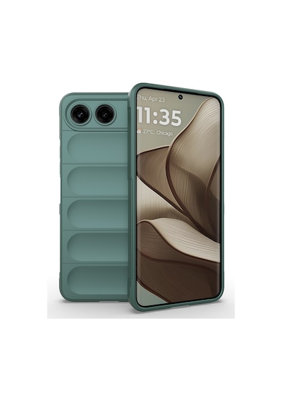 Tecno Spark 40 5g Kılıf Esnek Tpu Oyuklu Arka Yüzey Tasarımlı Zore Etnik Silikon Kapak Koyu Yeşil