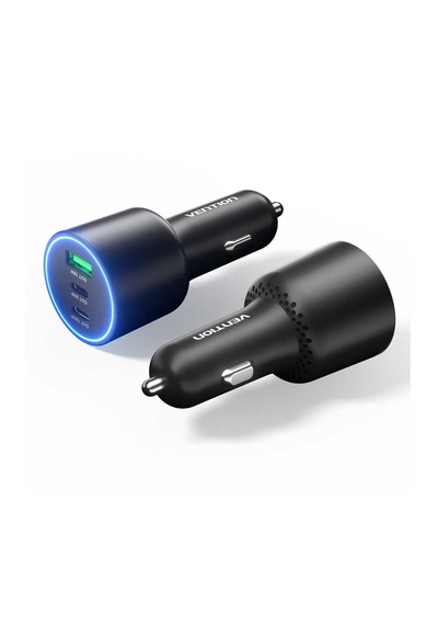 Vention 100w 3 Portlu 2 X Type-c + Usb-a Hızlı Araç Şarj Cihazı - Siyah