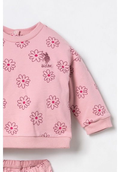 U.S. Polo Assn. Nakışlı Kız Bebek Pembe Uzun Kol Pijama Takım Usb3247-c-v1 Usb3247-c-v1