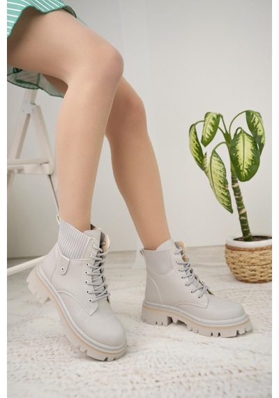 Nesil Shoes Dvm 5003 Gri Bağcıklı Kadın Bot-gri Gri