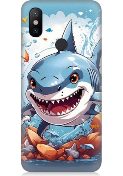 Xiaomi Redmi Note 6 Pro Uyumlu Köpekbalığı Desenli Silikon Kılıf