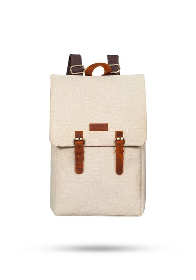 Gillario Design 02 15.6 Inch Bej Kanvas Laptop Sırt Çantası Bej Taba