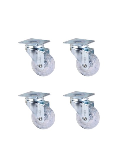 Furç Tablalı Bilyalı Teker - 20x50 - Şeffaf Hks186 - 4 Adet Çok Renkli