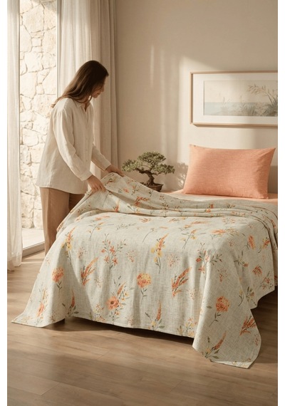 La Notte Autumn Garden Tek Kişilik 3 Parça Pike Takımı 160x230 + 100x200 + 50x70 Cm Çok Renkli