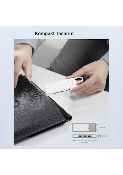Orico Type-C To 3.0 TF SD 3 Port USB 3.0 Çoklayıcı Adaptör Beyaz