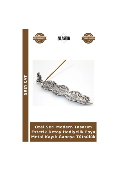 Özel Seri Modern Tasarım Estetik Detay Hediyelik Eşya Metal Kayık Ganeşa Tütsülük