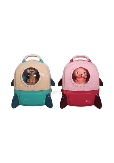Sırt Çantalı Pets House İkili Set - Pembe Mavi