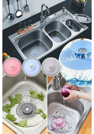 Mutfak Evye Lavabo 2 Kademeli Dokunmatik Lavabo Tıkacı Silikon Çok Renkli