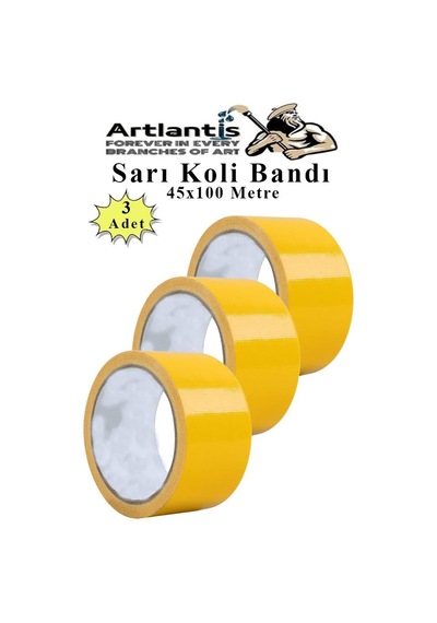 Sarı Koli Bantı 100 Metre 3 Adet 45mm X 100 Metre Renkli Koli Bandı Extra Güçlü Formül Akrilik Koli Bandı