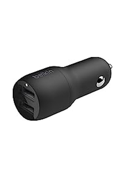 Belkin Boost Charge Çift Bağlantı Noktalı 24 W Araç Şarjı, İphone Ve Android Telefon Uyumlu, Siyah, Ccb001btbk