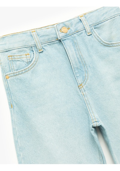 Koton Pamuklu Cepli Mom Fit Denim Pantolon Lıght Indıgo 6wkg40023ad Açık Mavi
