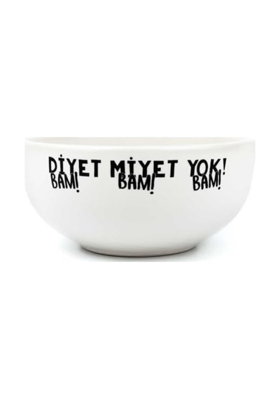 Diyet Miyet Yok Krem Seramik Kase - Hediye Seramik Kase