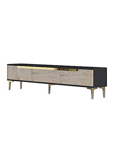 Tsa1805atg Meyra Tv Sehpası Antrasit-traverten-gold 180cm Antrasit - Traverten - Altın
