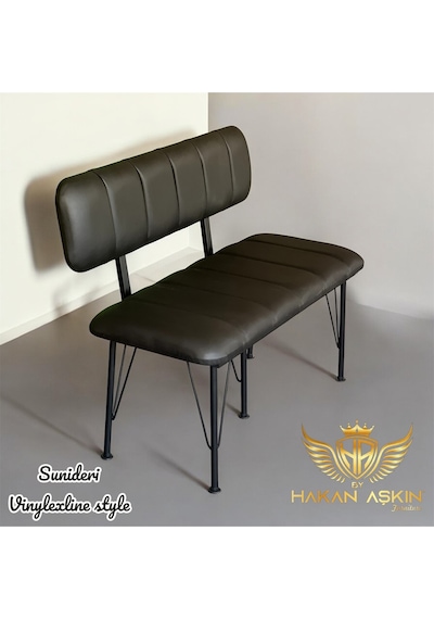 By Hakan Aşkın Siyah Metal Ayaklı Metal Alt Kasalı Sunideri Vinylexline Style 2025 Sırtlı Bench & Bank Siyah Deri Siyah Deri Sunideri