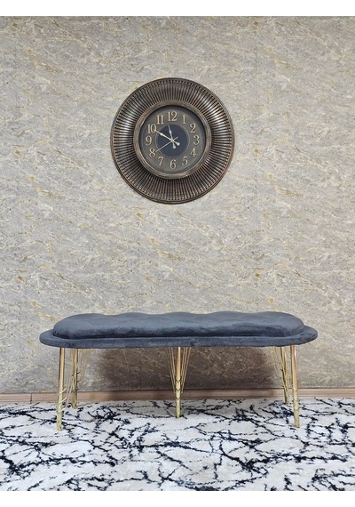 Zafir Ufo Oturak Bench - Gold Kaplama Telli Ayak - Oturak - Bench - Puf - Yatak Ucu Pufu Füme