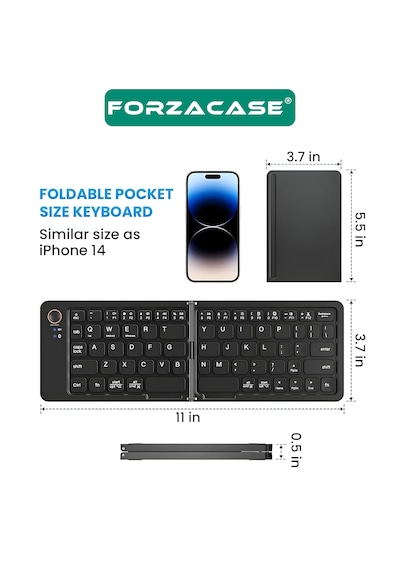 Forzacase Şarjlı Katlanabilir Kablosuz Bluetooth Klavye Fc1030