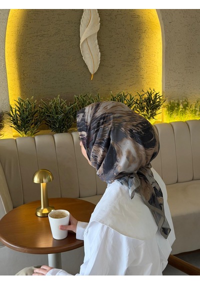 Qalortex Scarf Pamuklu Soft Lara Desen Eşarp-antrasit