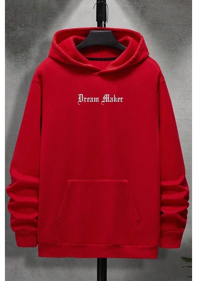Uyguntarz Dream Maker Baskılı Unisex Oversize Sweatshirt Kırmızı