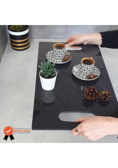 Decorita Cam Tepsi Black Rock 29Cm X 52Cm