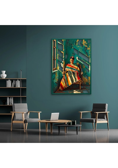 Renkli Şallı Bohem Kadın - Metal Tablo - Dec0341 46 X 65 Cm Çok Renkli