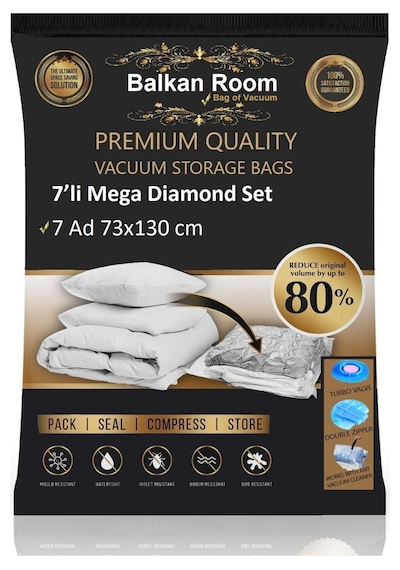 Balkan Room Vakum Hurcu 7 Li Mega Diamond Set Vakumlu Hurç Şeffaf