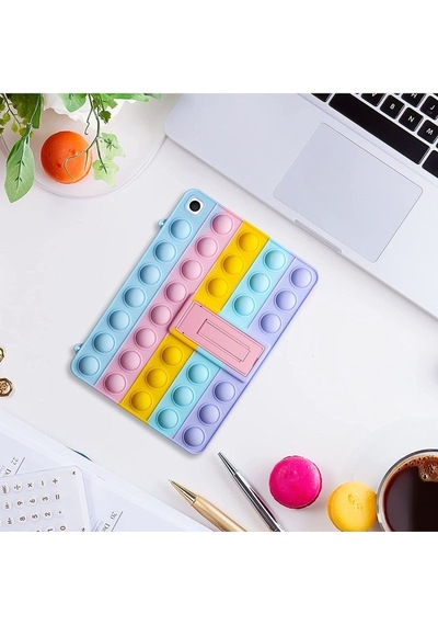 Samsung Galaxy Tab A8 10.5 2021 Sm-x200 Uyumlu Popit Standlı Çocuk Kılıfı Askılı Pop It Push Kılıf