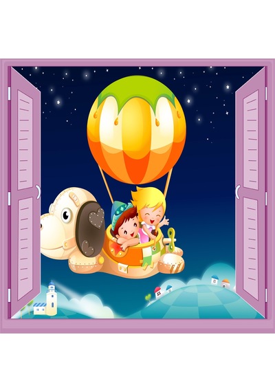 Çocuk Odası Bebek Odası Pencere Poster Duvar Kağıdı Uçan Balon