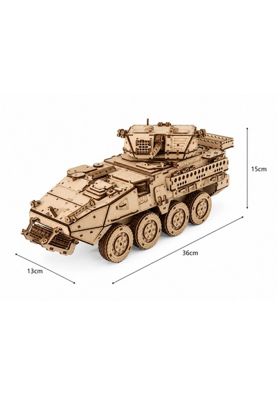 Zırhlı Muharebe Aracı Ahşap Maket Seti Dıy 3d Puzzle M1296 Tank Koleksiyoner Modeli 760 Parça