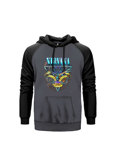 Nirvana Poster Gri Renk Reglan Kol Sweatshirt Gri