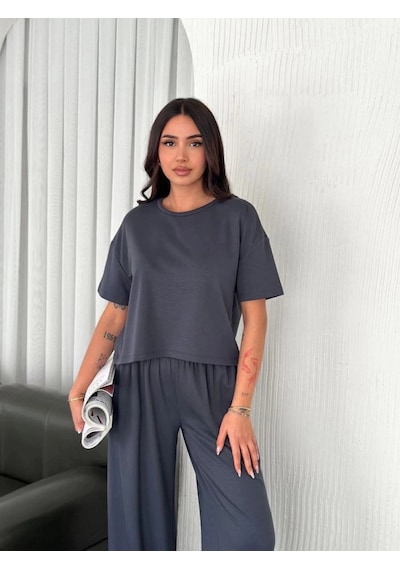 Freedom Storee Kadın Osy Modal Yumuşak Dokulu Kumaş Bisiklet Yaka T-shirt Bol Paça Pantalon İkili Takım -antrasit Çok Renkli Freedom Storee Kadın Osy Modal Yumuşak Dokulu Kumaş Bisiklet Yaka T-shirt Bol Paça Pantalon İkili Takım -antrasit Çok Renkli