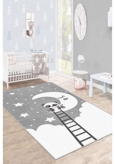 West Home Makinede Yıkanabilir Kaymaz Taban Leke Tutmaz Yıldız Desenli Bebek Ve Çocuk Halısı Oyun Matı Wh 512 Grey Gri