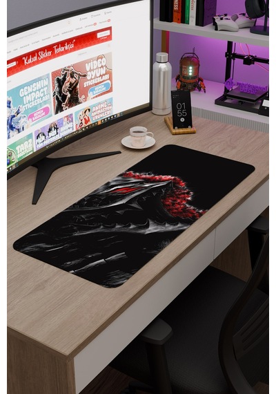 Berserk Kaymaz Dikişli Kauçuk Oyuncu Mousepad V4 - 70x30 Xl Gaming Mouse Pad Fare Altlığı