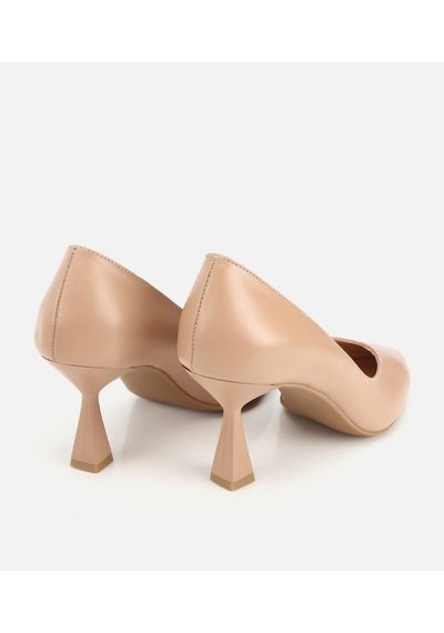 Hotiç Kadın Deri Bej Kısa Topuklu Stiletto