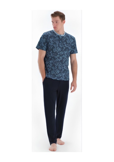 Eros 33050 Kısa Kol Erkek Pijama Takımı Mavi