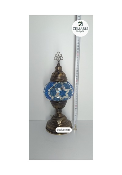El Yapımı Pilli Masa Lambası/abajur Mavi - 806869417 Mavi