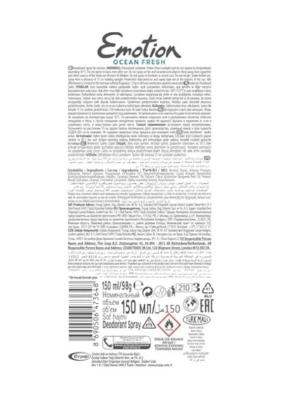 Emotion Ocean Fresh Kadın Deodorant, 150 Ml