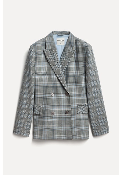 Mudo Kadın Kadın Gri Ekoseli Oversize Blazer Ceket 1271904