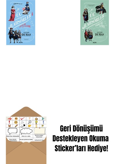 Üç Silahşörler 4 - Louise De La Valliere + Üç Silahşörler Yirmi Yıl Sonra Ciltli + Okuma Sticker'ları