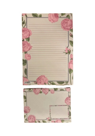 Çiçek Desenli Mektup Kağıdı Ve Zarf Seti - 10 Farklı Tasarım Vintage & Modern Floral Yazışma Seti