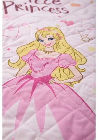 Kız Çocuk Genç Pike Yatak Örtüsü Takımı Prenses Desen Kapitone Pamuklu 4 Mevsim Çarşafsız 160x230 Pembe