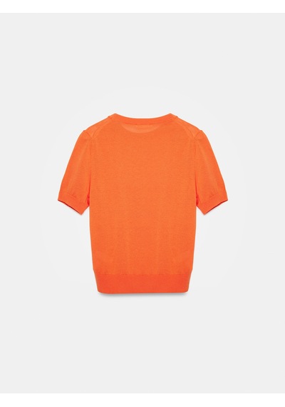 Dilvin 10872 Lyocell Karışımlı Minimal Bluz-oranj