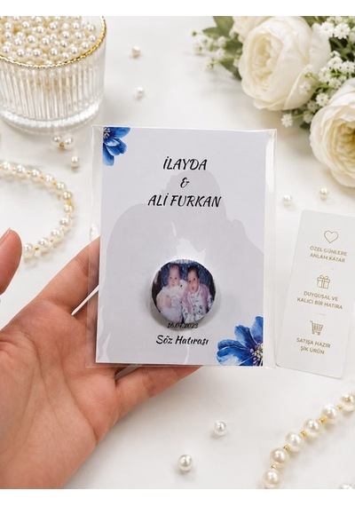 Kişiye Özel Fotoğraf Etiketli Mini Krem Hediyelik Kartlı Söz Nişan Nikah Hediyelik 10 Adet
