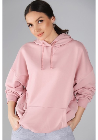 Sweetness Kadın Pudra Kapüşonlu Sweatshirt Pembe
