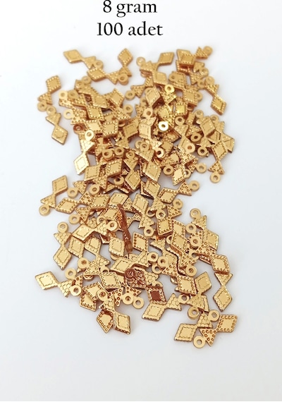 Oya Abiye Bileklik Kolye Pleksi Metalik Plastik Pul Altın Renk 8 Gram 100 Adet - Bnc476 Çok Renkli