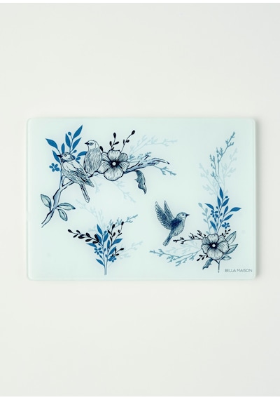 Bella Maison Bleu Blanc Cam Kesme Tahtası Mavi 35x25 Cm Mavi