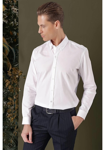 Efor Gk 711 Slim Fit Beyaz Klasik Gömlek Beyaz