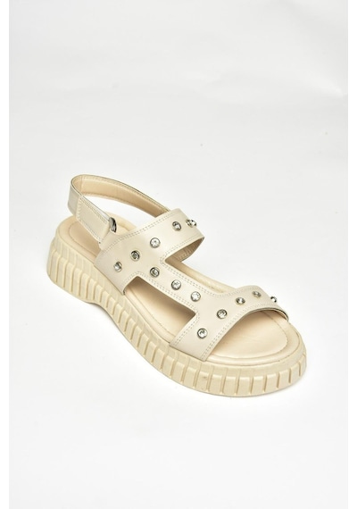 Fox Shoess610576609 Bej Kalın Tabanlı Kadın Sandalet Bej