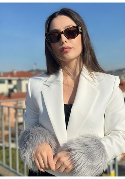 Mollycrush Kadın Gri Kürk Kol Manşeti Kışlık Trend Aksesuar Gri